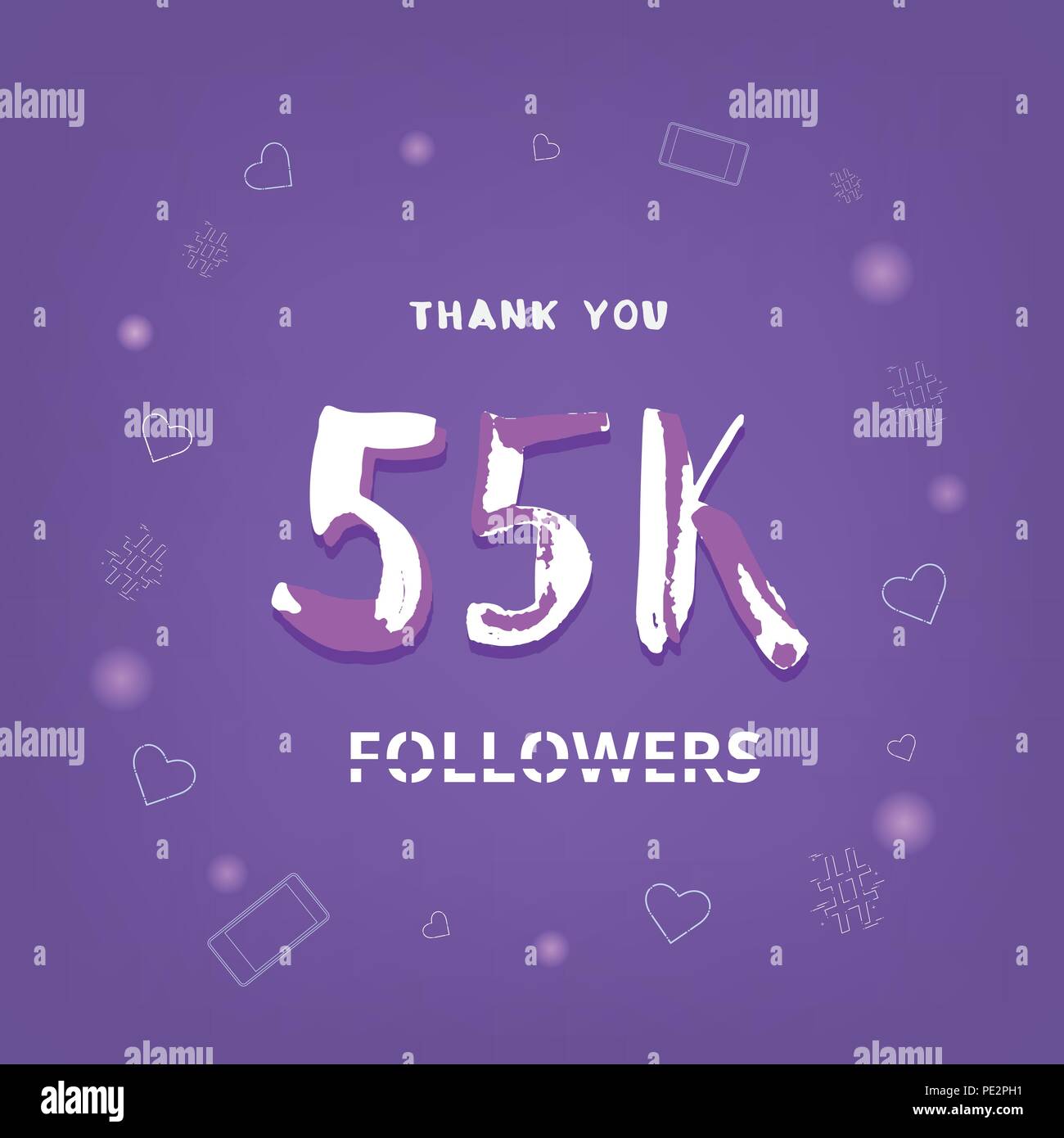 55K followers thank you card. Celebration 55000 subscribers banner ...