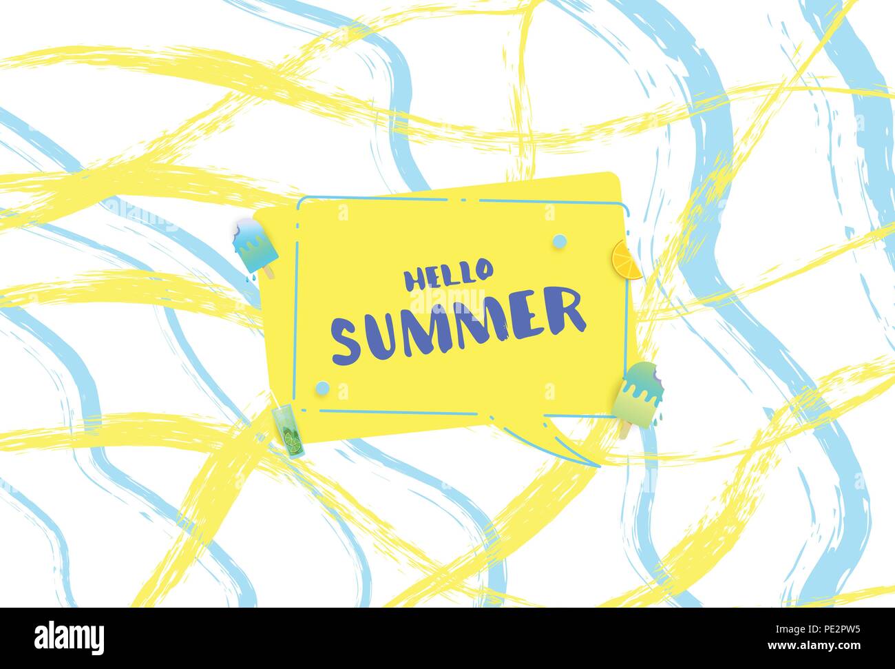Hello Summer Banner Horizontal Summer Card With Brushpaint Background Vector Illustration Stock Vector Image Art Alamy