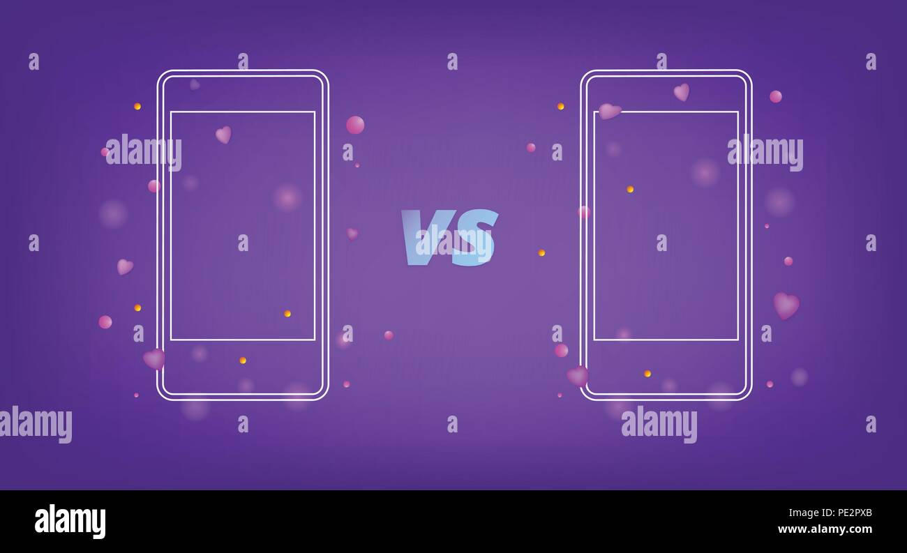 Versus screen template. VS card with phones. Vector illustration Stock ...