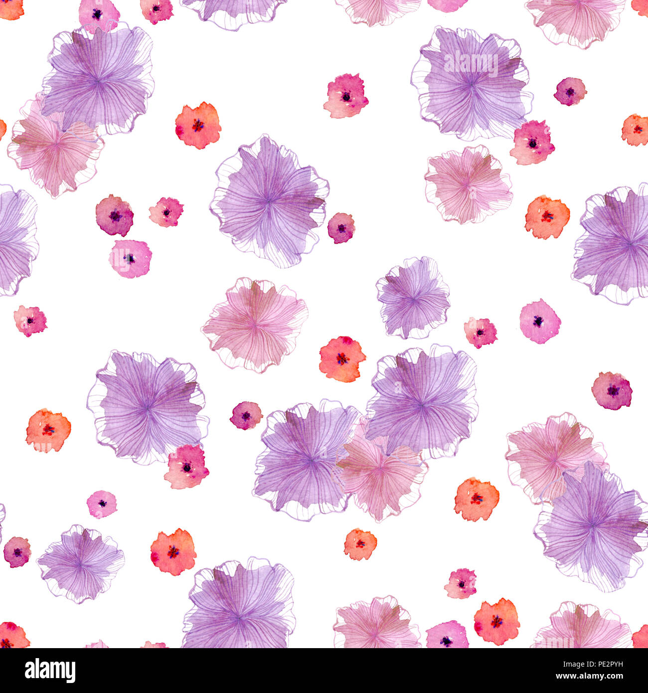 Purple watercolor flowers hi-res stock photography and images - Alamy