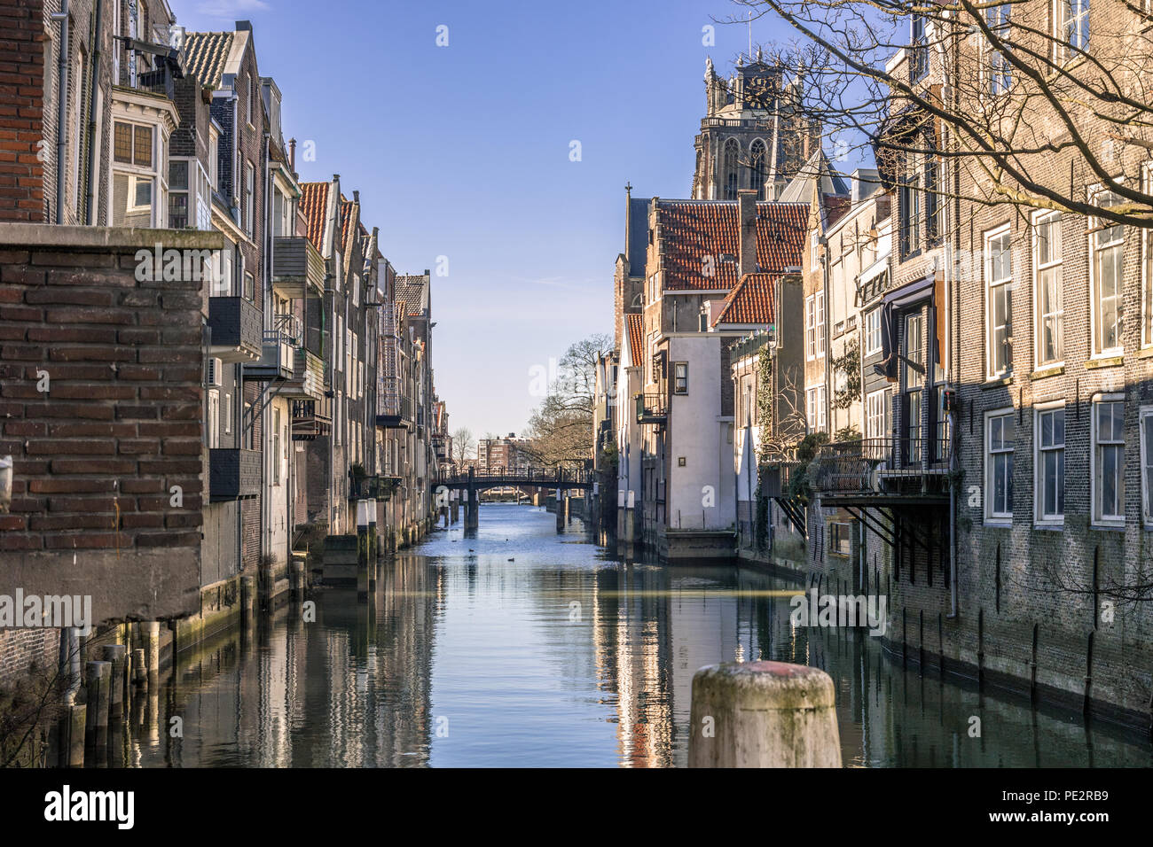Leaning canal houses in Dordrecht
