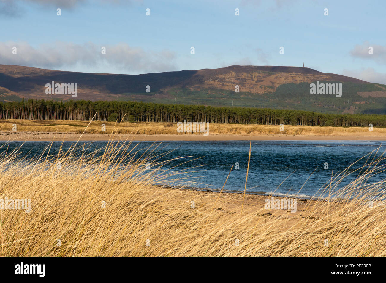 View from beach at Coul Links / Loch Fleet, Dornoch, Sutherland, Scotland, UK Stock Photo