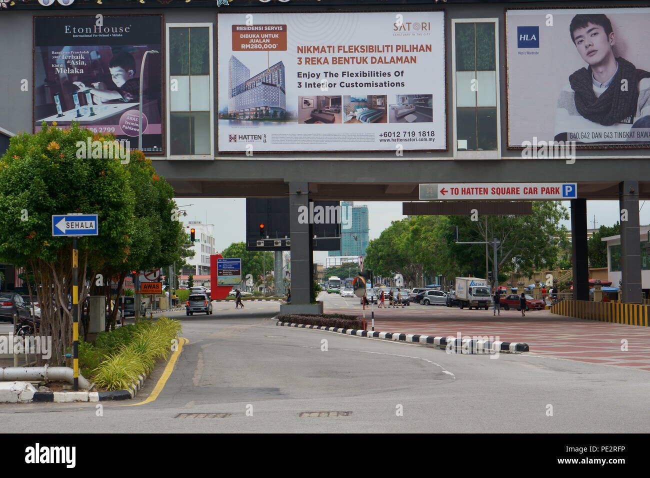 Malacca Street near Hatten hotel Stock Photo