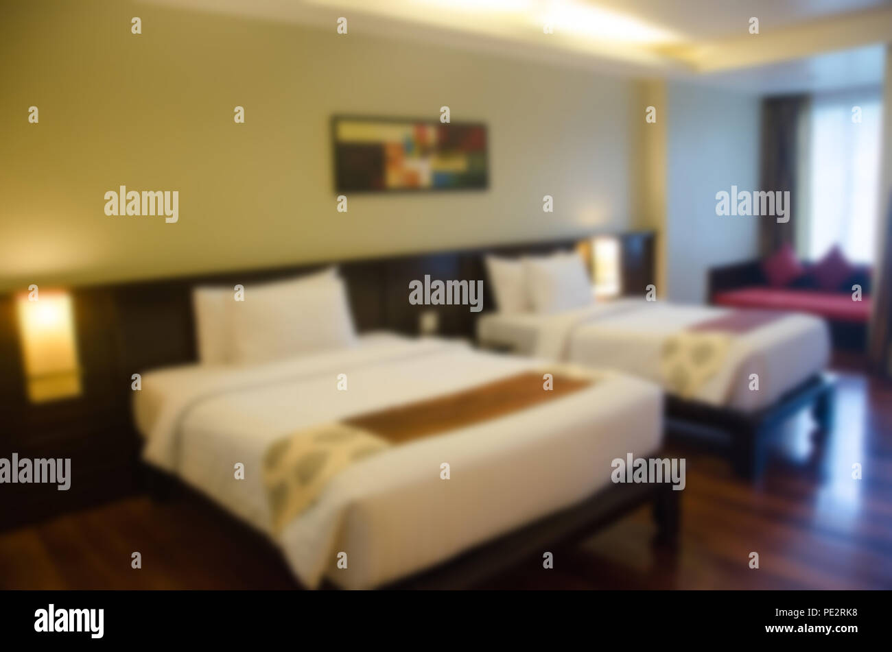 blur bedroom interior for background. Stock Photo