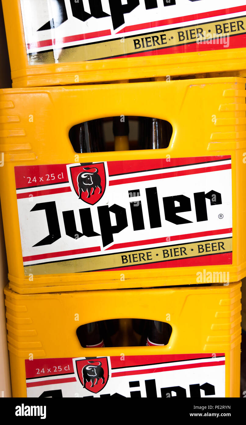 Belgian beer Jupiler belgium tub bac box Stock Photo Alamy
