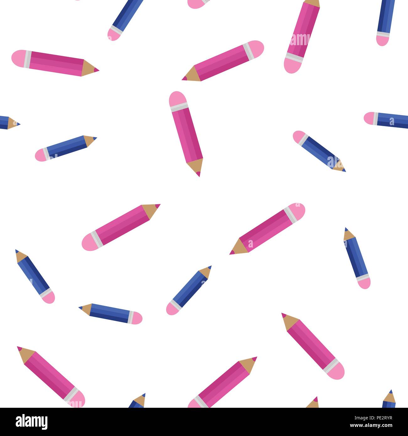 Vector illustration. Seamless pattern of colored pencils randomly Stock Vector