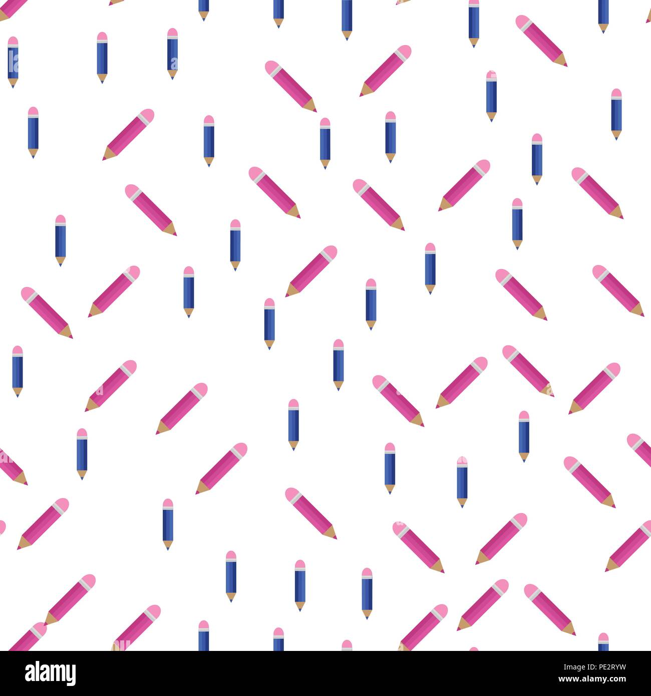 Vector illustration. Seamless pattern of colored pencils randomly Stock Vector