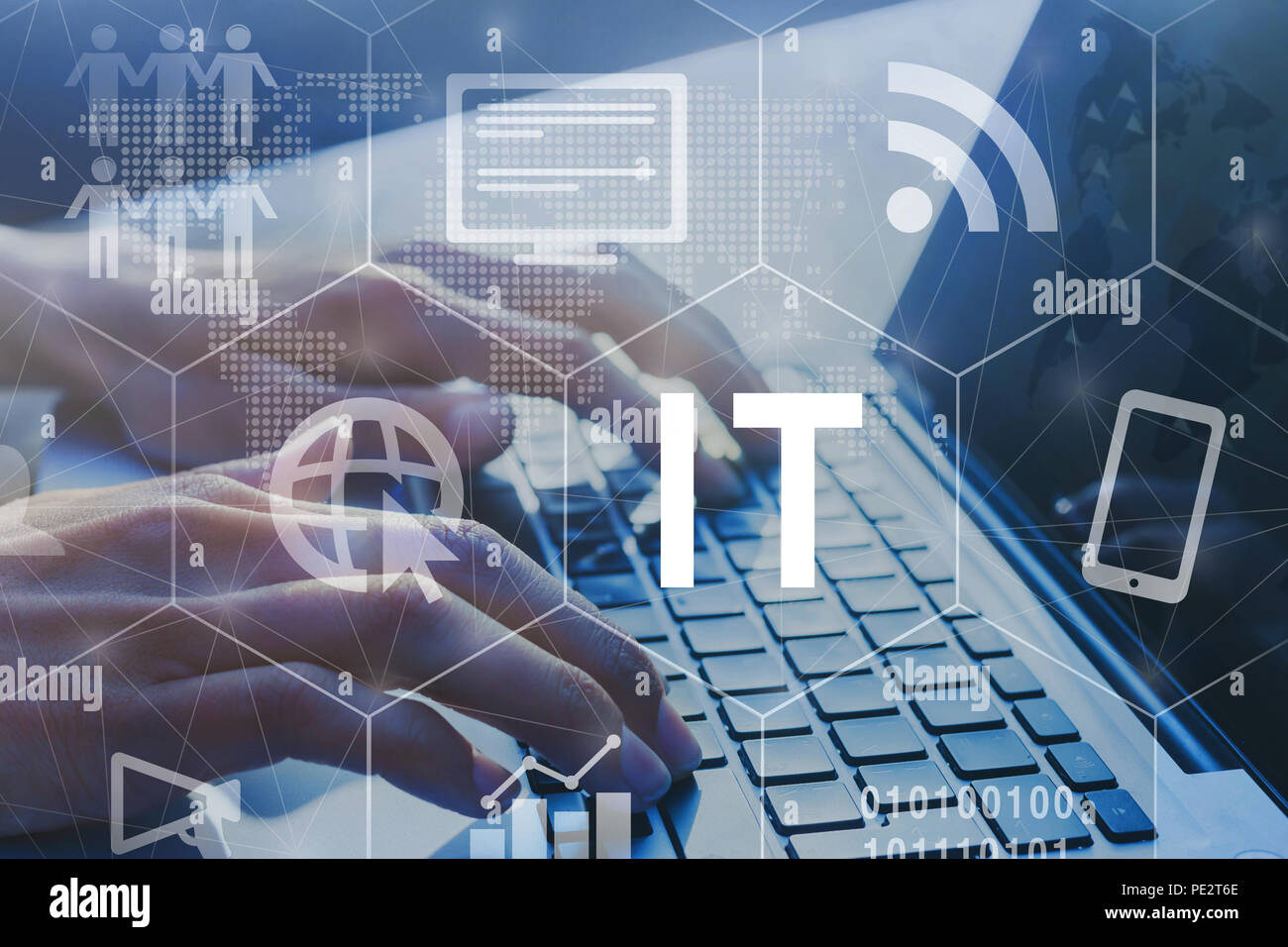 IT concept, information technology diagram with icons of
