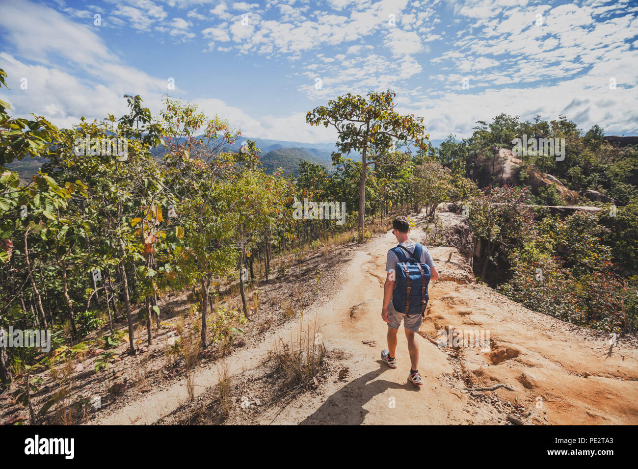 hiking in Pai canyon, tourism in Thailand Stock Photo