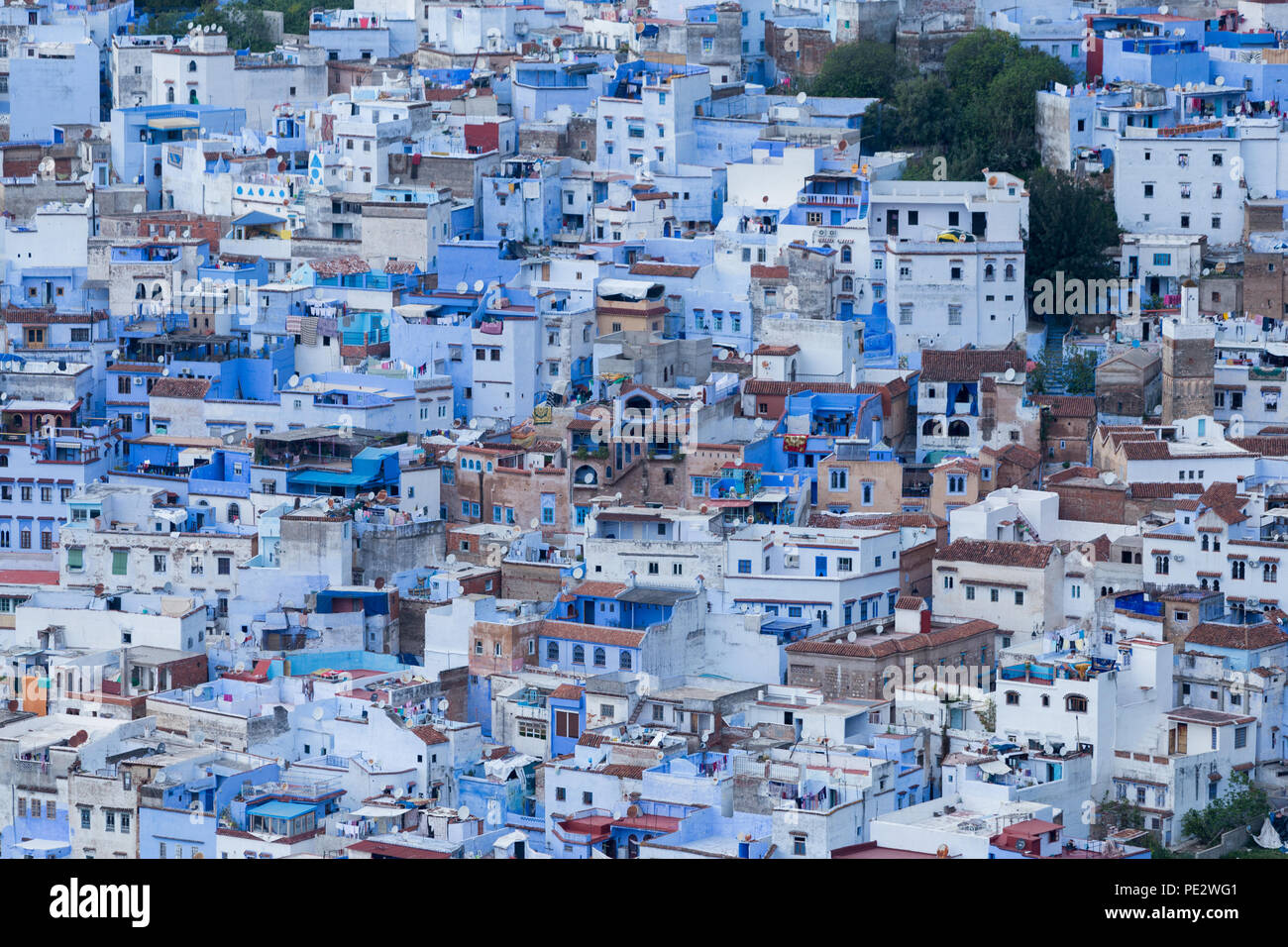 Chefchaouen (Chaouen) is a city in Morocco noted for its buildings in shades of blue. Stock Photo