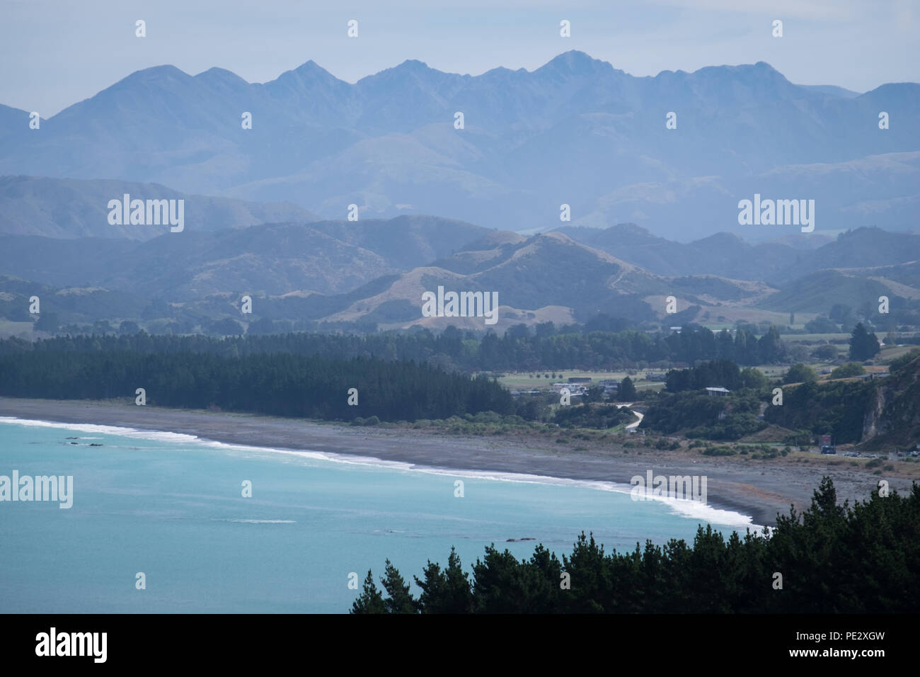 The view from the path leading to Kaikoura Lookout in New Zealand's South Island Stock Photo