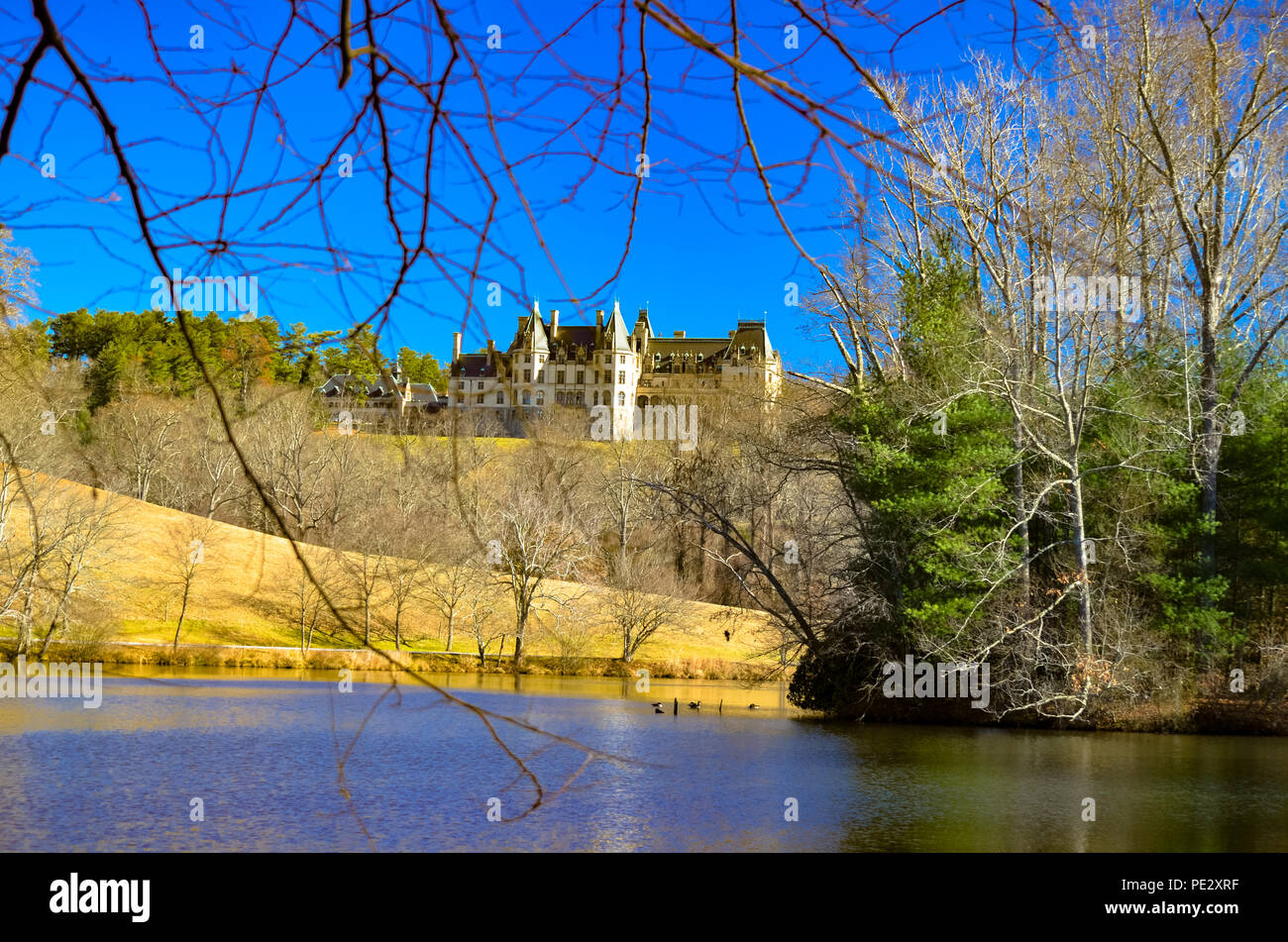 Biltmore Reflection Through The Fountain Beach Towel by Carol