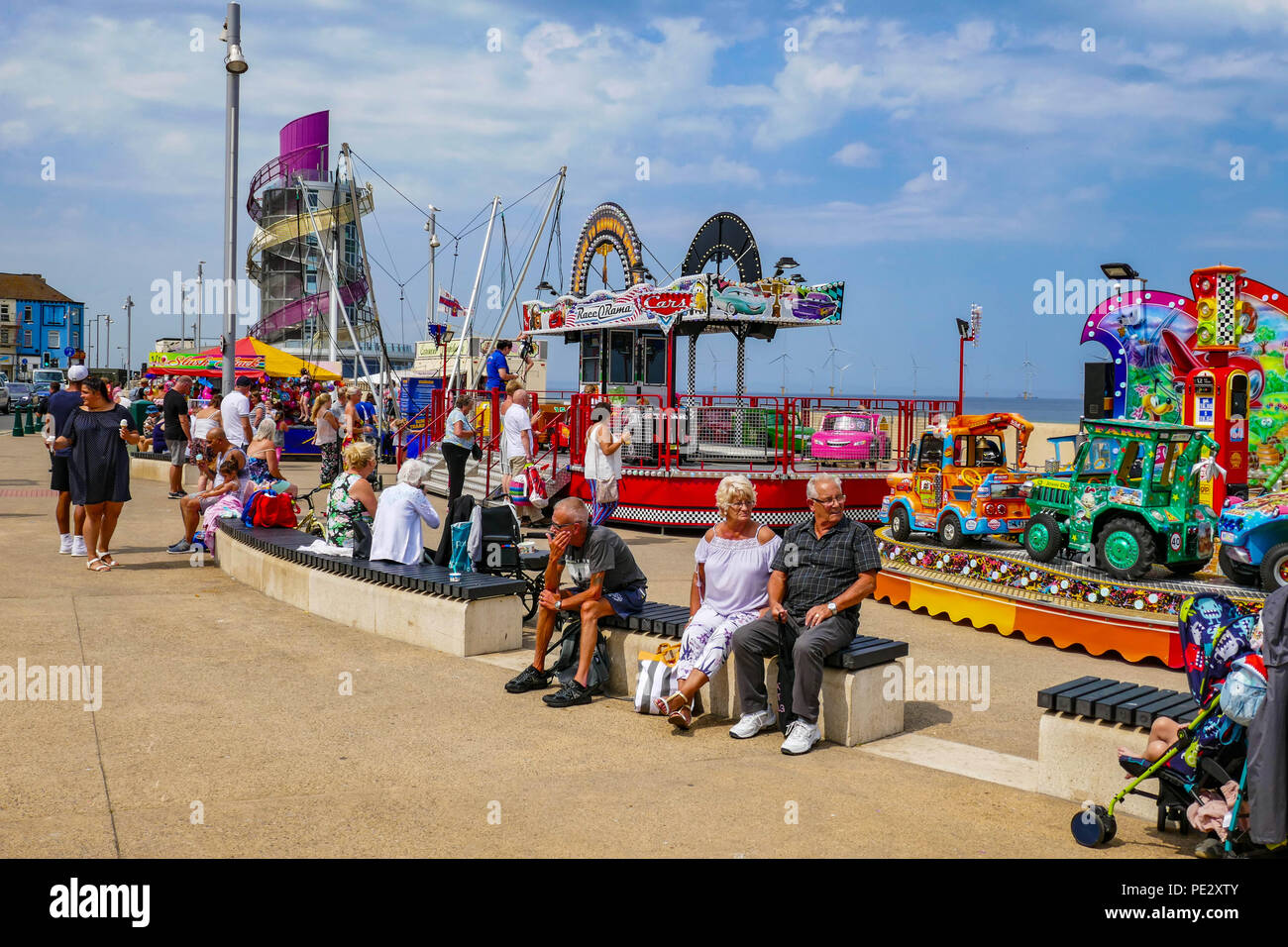 Attractions on the seafront at Redcar, North Yorkshire, England, UK