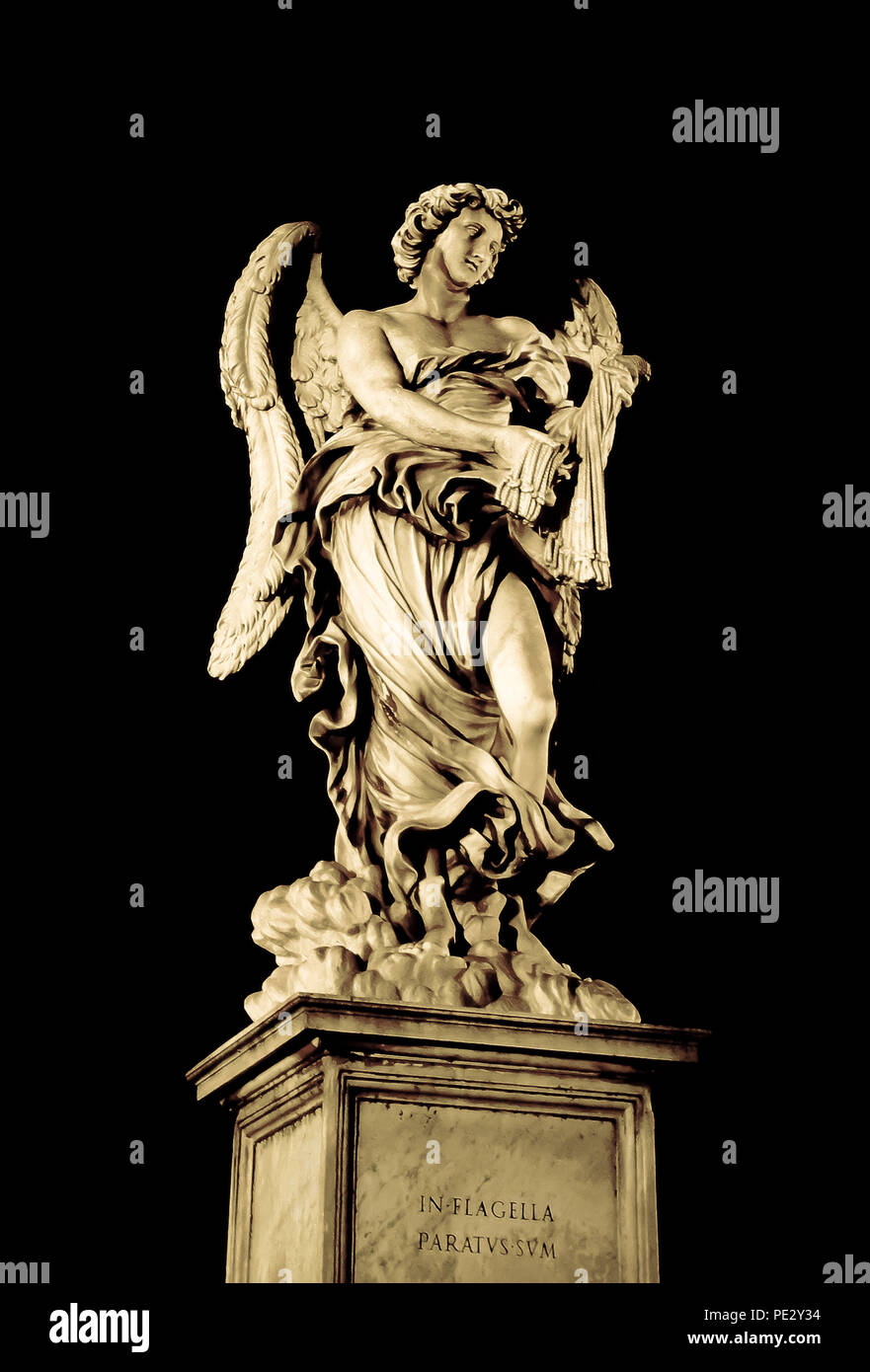 One of Bernini's baroque angel sculpture on Ponte Sant' Angelo bridge