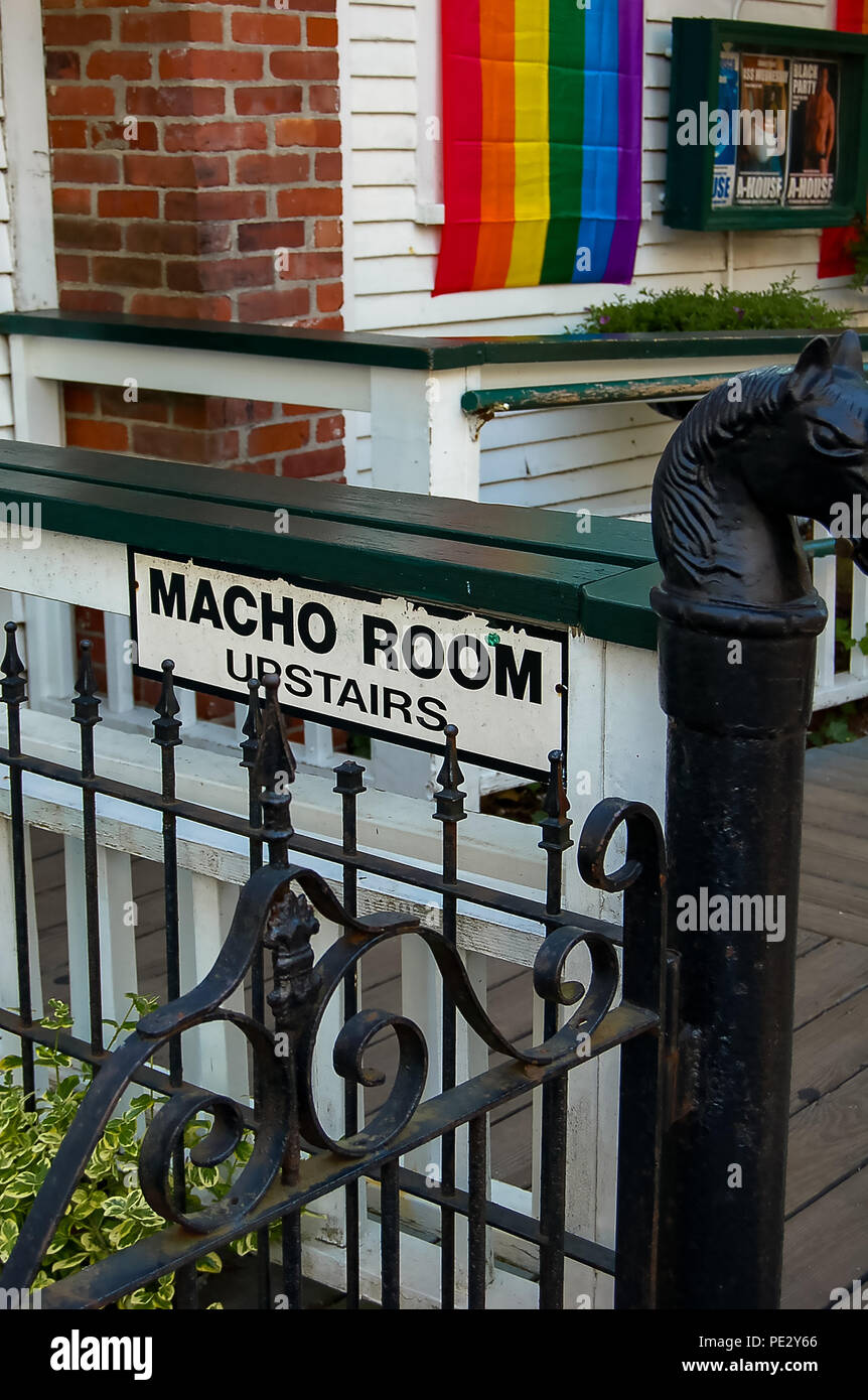 SIgn for the Macho Room bar in Provincetown, Massachusetts Stock Photo