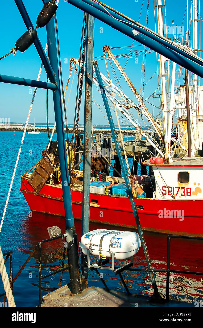 Commercial fishing vessels at anchor in the harbor at Provincetown, Massachusetts, USA Stock Photo