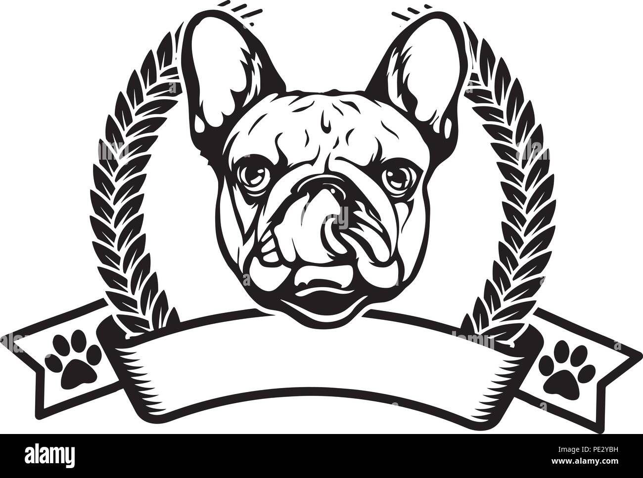 French Bulldog Breed Pet Puppy Isolated Head Face Stock Vector Image