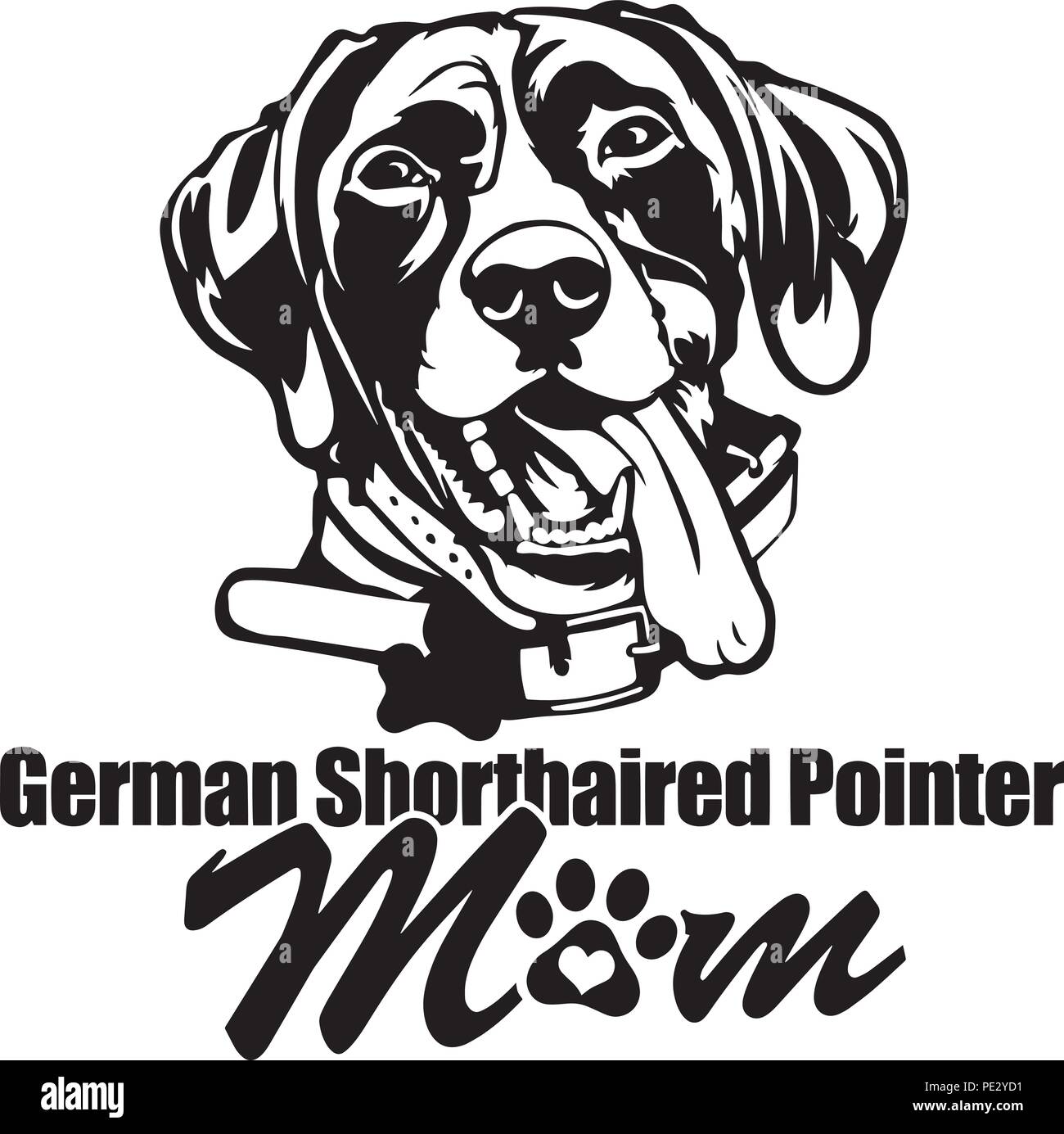 German Pointer Breed Pet Puppy Isolated Head Face Stock Vector