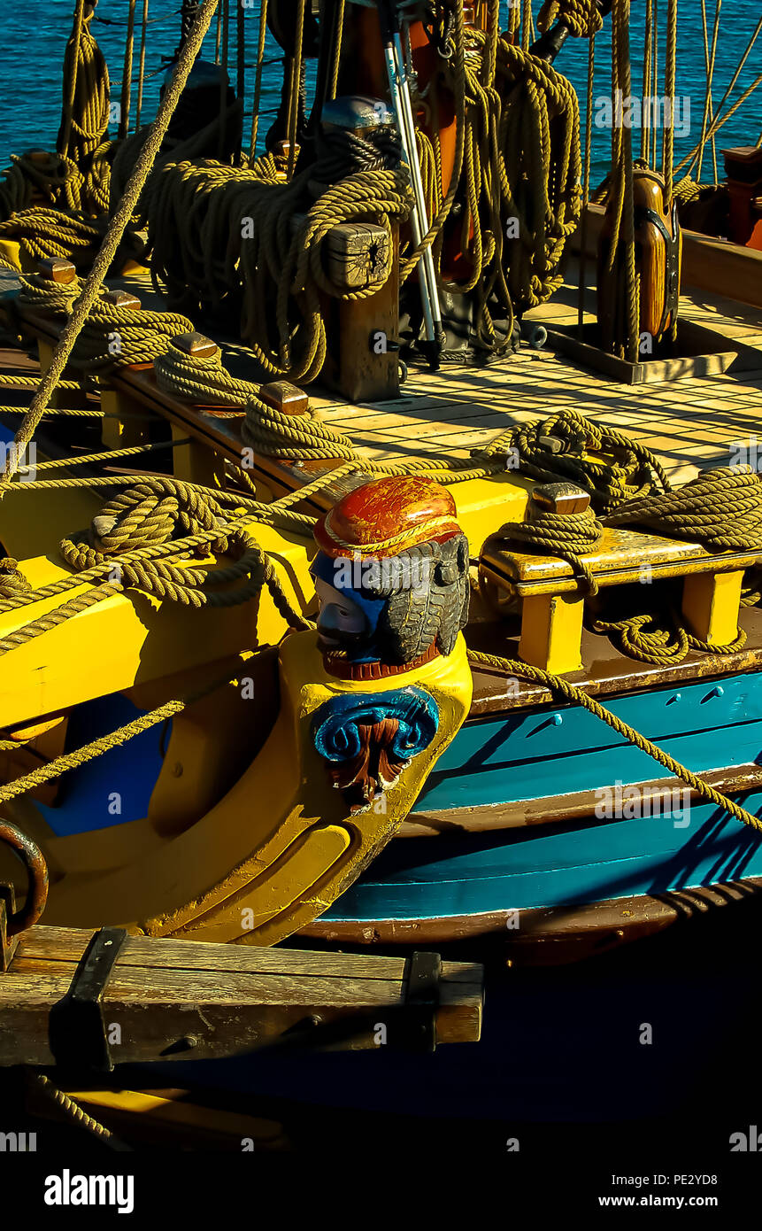 Fishing vessels on the wharves of Provincetown Harbor in Cape Cod, Massachusetts Stock Photo