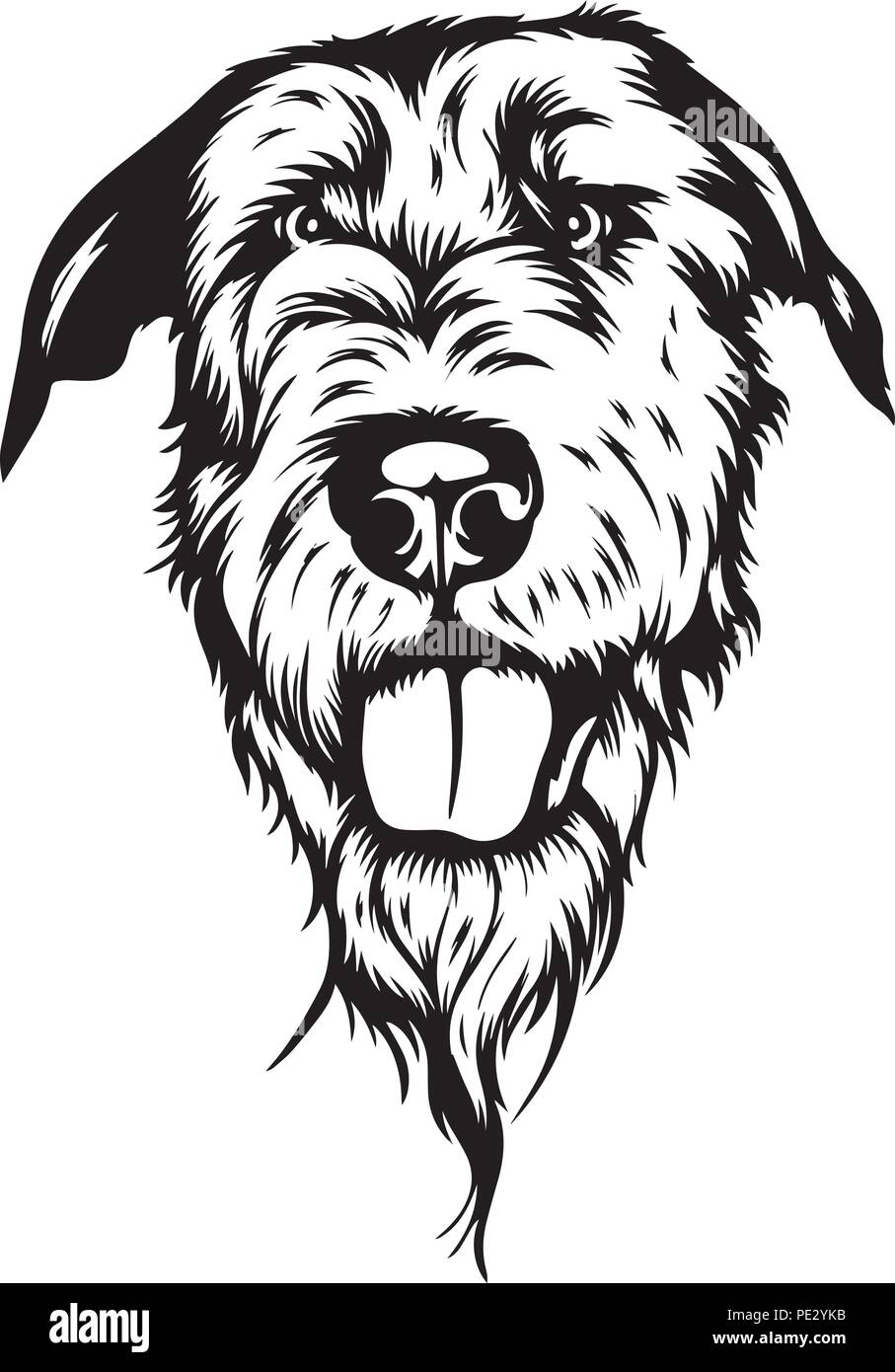 Irish Wolfhound Dog Breed Pet Puppy Isolated Head Face Stock Vector