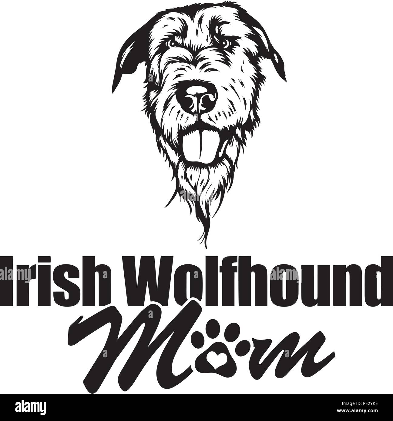 Irish Wolfhound Dog Breed Pet Puppy Isolated Head Face Stock Vector