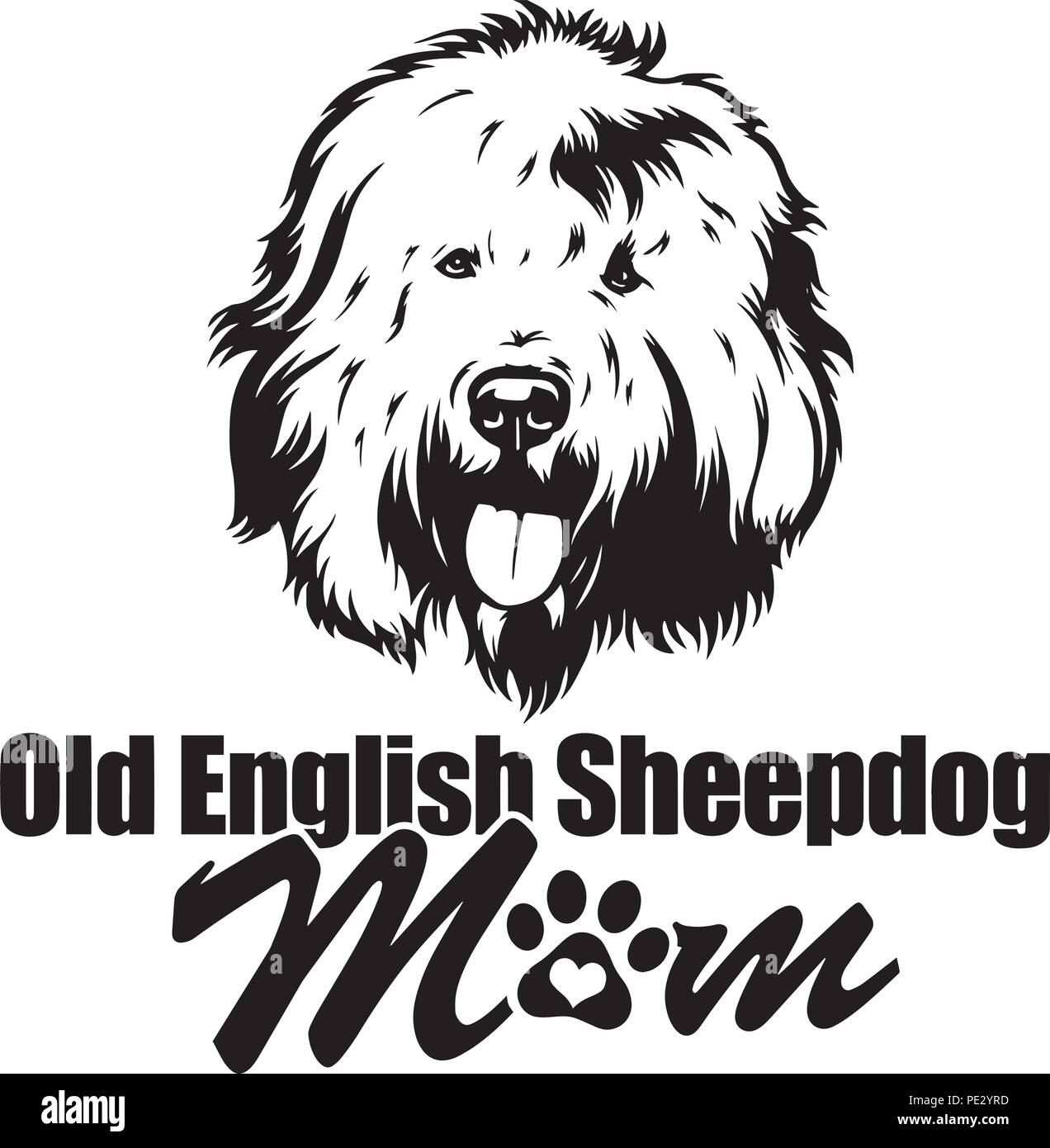 Old English Sheepdog Dog Breed Pet Puppy Isolated Head Face Stock Vector Image Art Alamy
