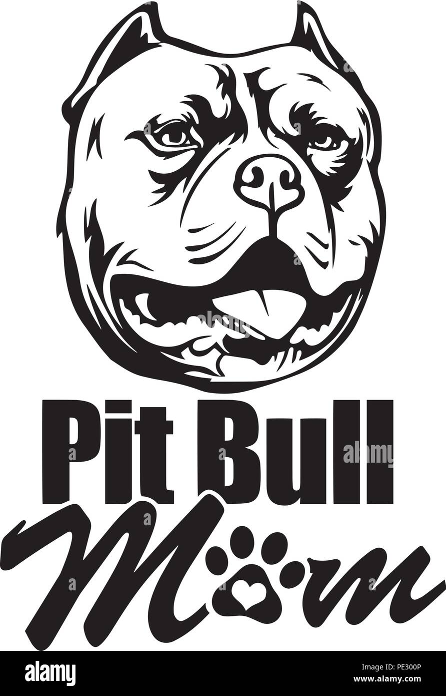 Pit Bull Pitbull Dog Dog Breed Pet Puppy Isolated Head Face Stock Vector