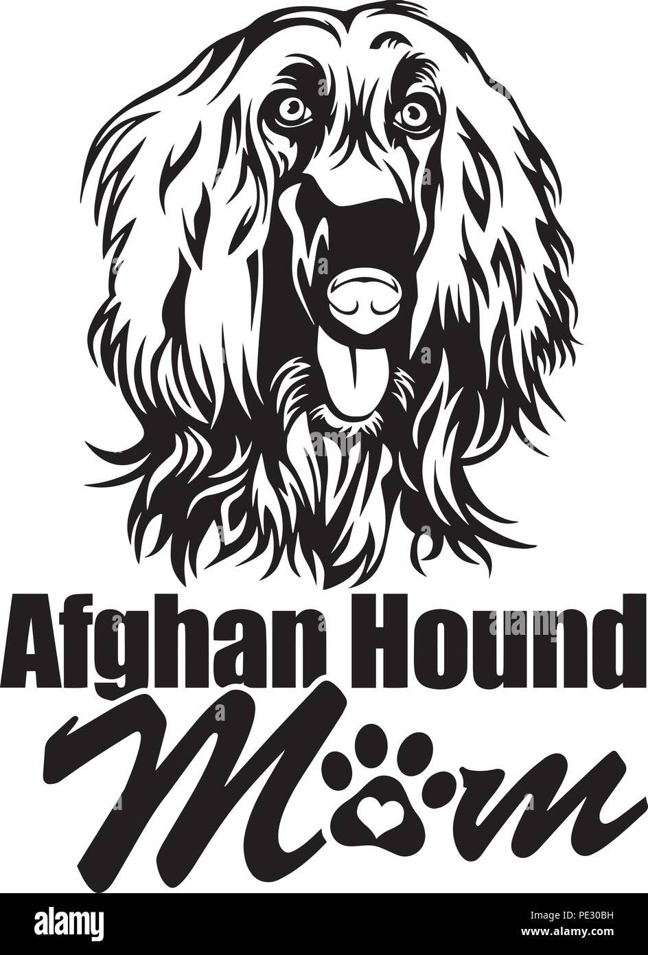 Afghan Hound Dog Breed Pet Puppy Isolated Head Face Stock Vector Image ...