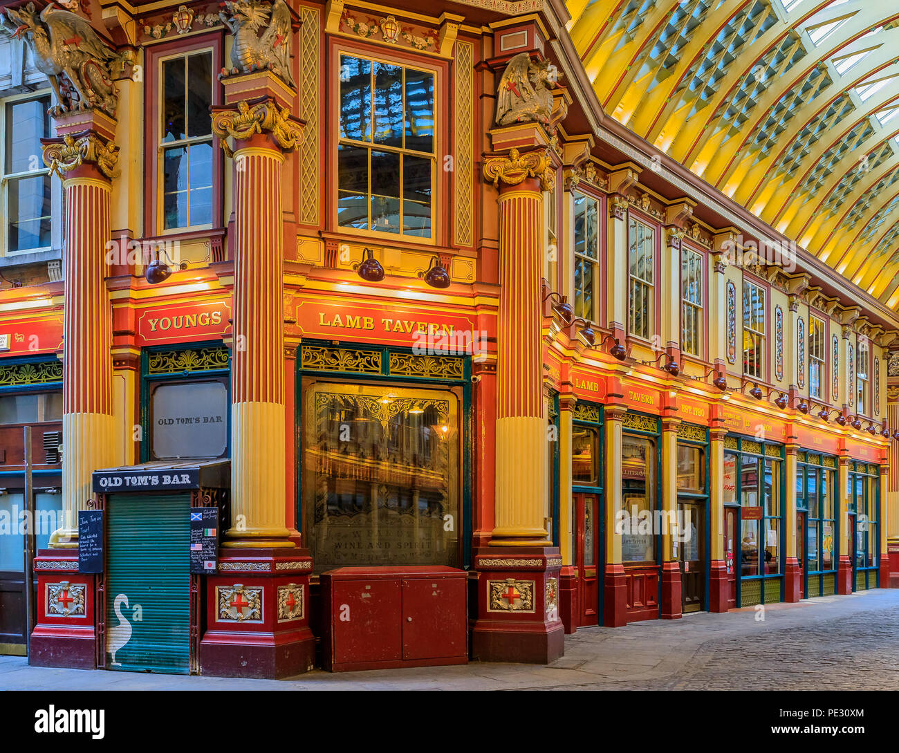 London, United Kingdom - January 14, 2018: The famous Leadenhall market, one of the oldest markets in London, dates back to the 14th century Stock Photo