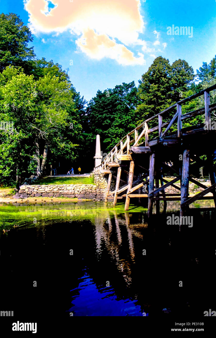 The Old North Bridge spanning the Concord River in Concord ...