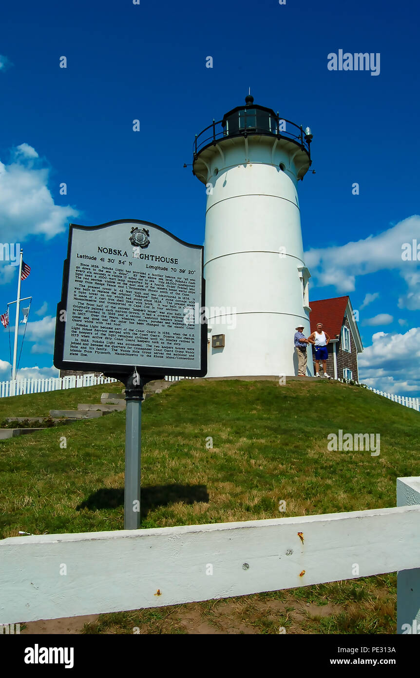 Nobska Lighthouse, Woods Hole, Cape Cod, Massachusetts USA Stock Photo