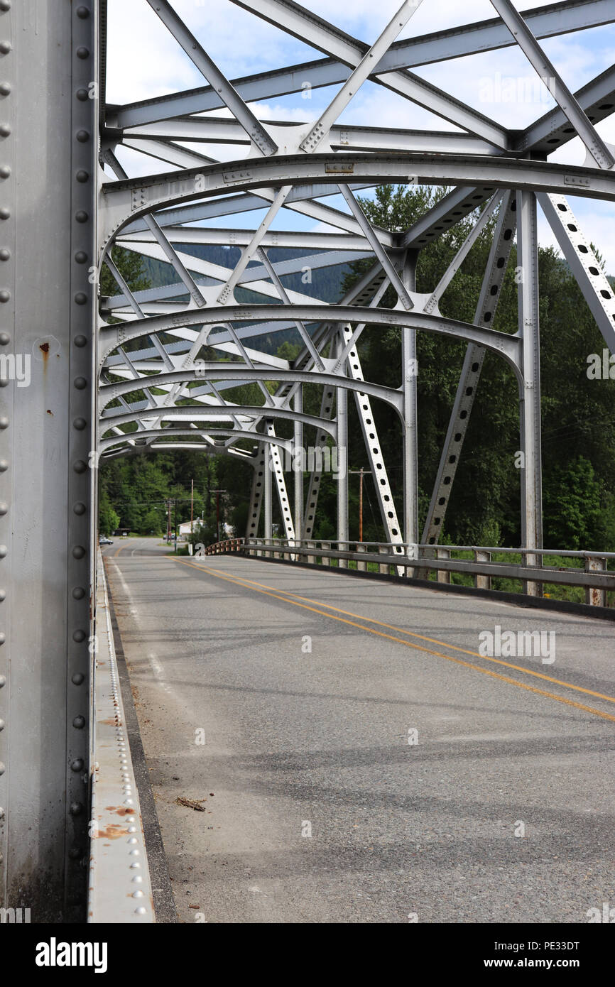Iron Bridge in Randle, Washington Stock Photo