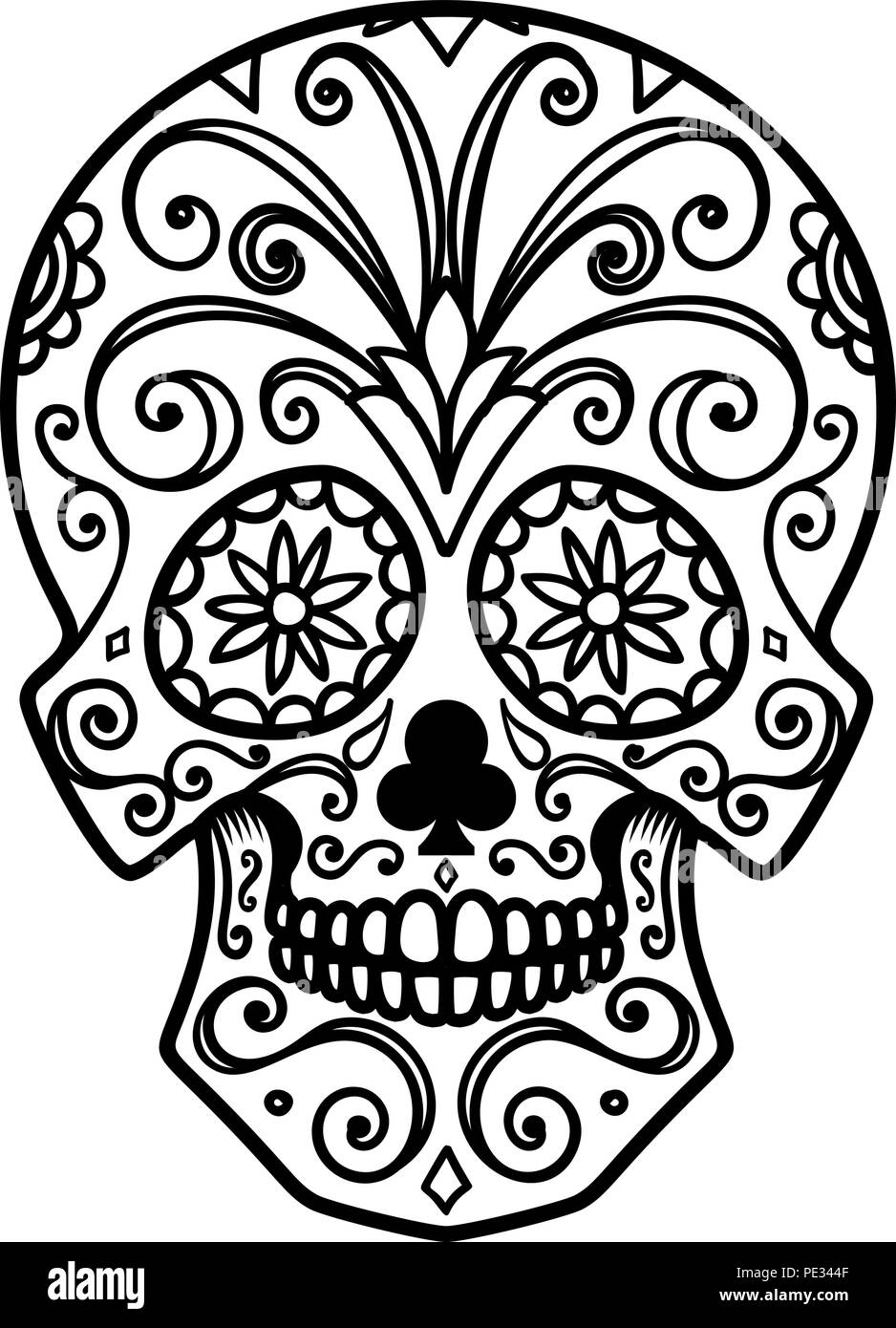 Illustration of mexican sugar skull. Day of the dead. Dia de los muertos.  Design element for logo, label, emblem, sign, poster, t shirt. Vector  illust Stock Vector Image & Art - Alamy