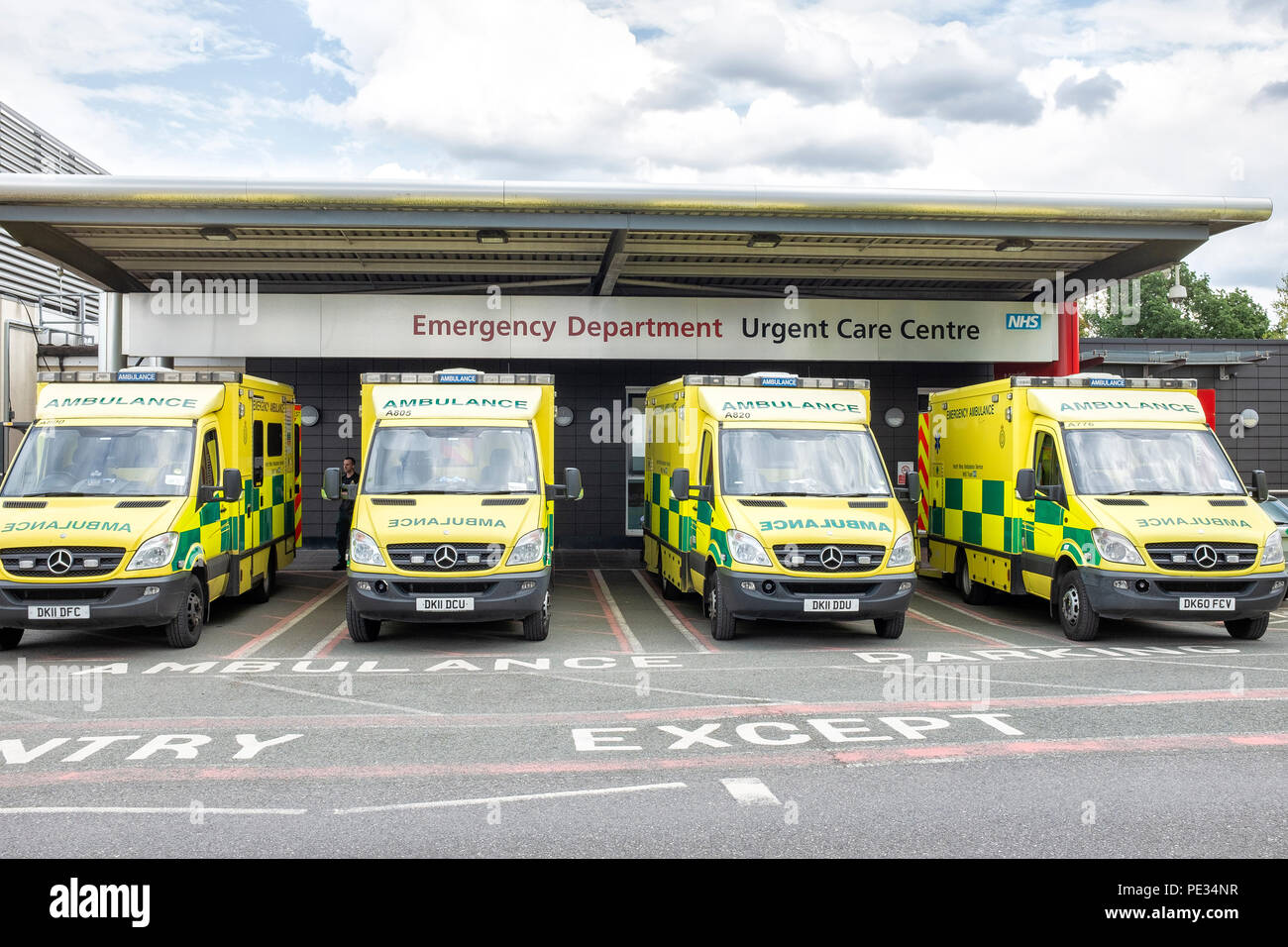 Ambulances at Emergency department , Leighton Hospital in Crewe
