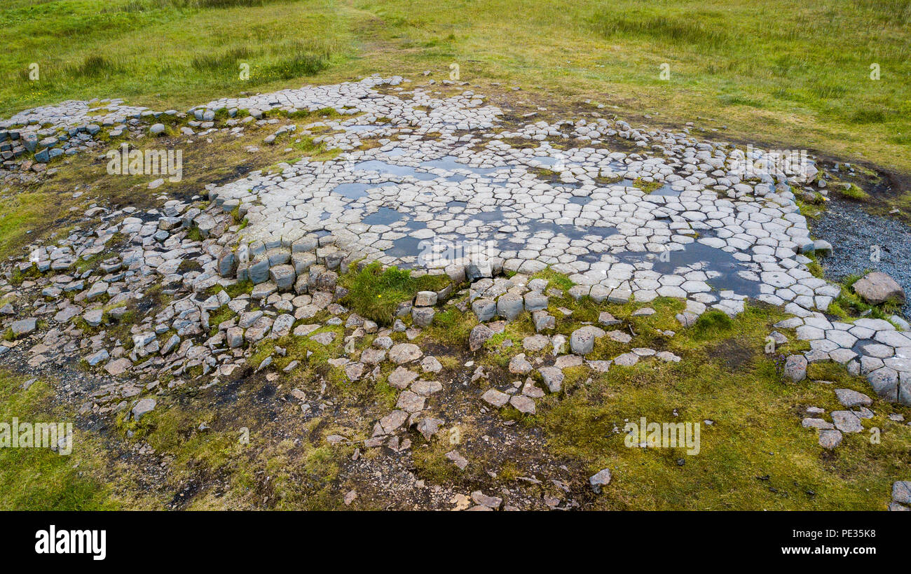 Kirkjugólf, or the church floor, columnar basalt stone slab, Geirland ...