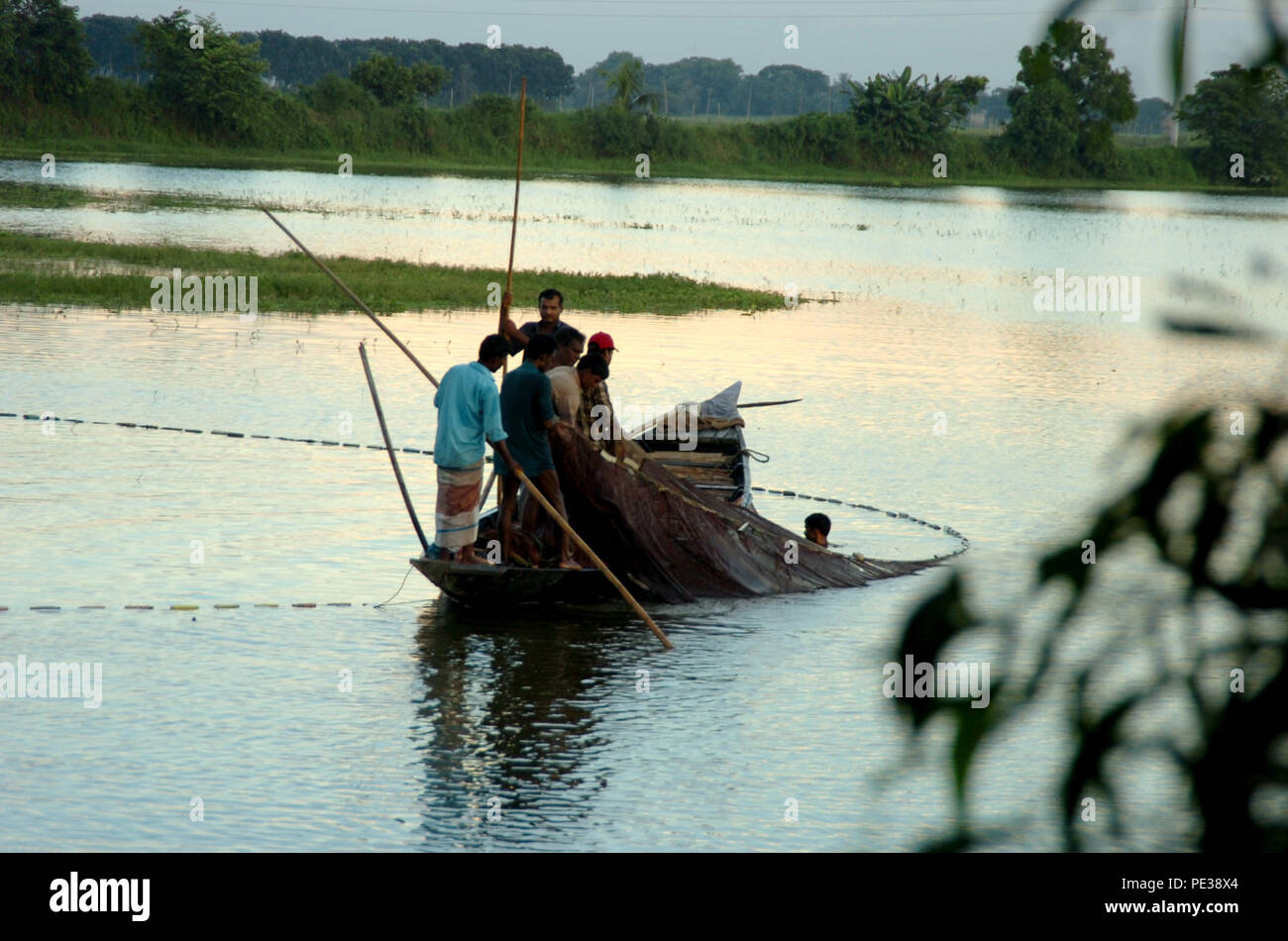 Dhaka, Bangladesh August 10, 2006 Fishing net place for catch fish at Keraniganj in Dhaka