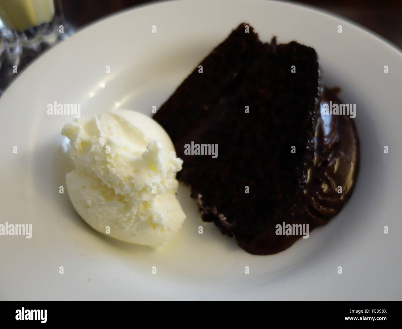 chocolate cake with ice cream Stock Photo