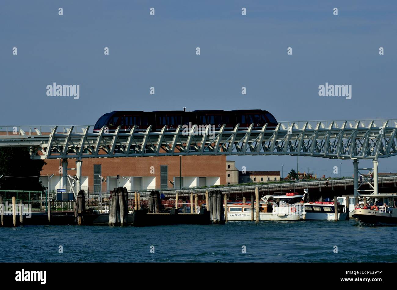 The People Mover is a small-scale automated guide way public transit system which connects the Piazzale Roma and other terminals, Venice,  Italy, Stock Photo