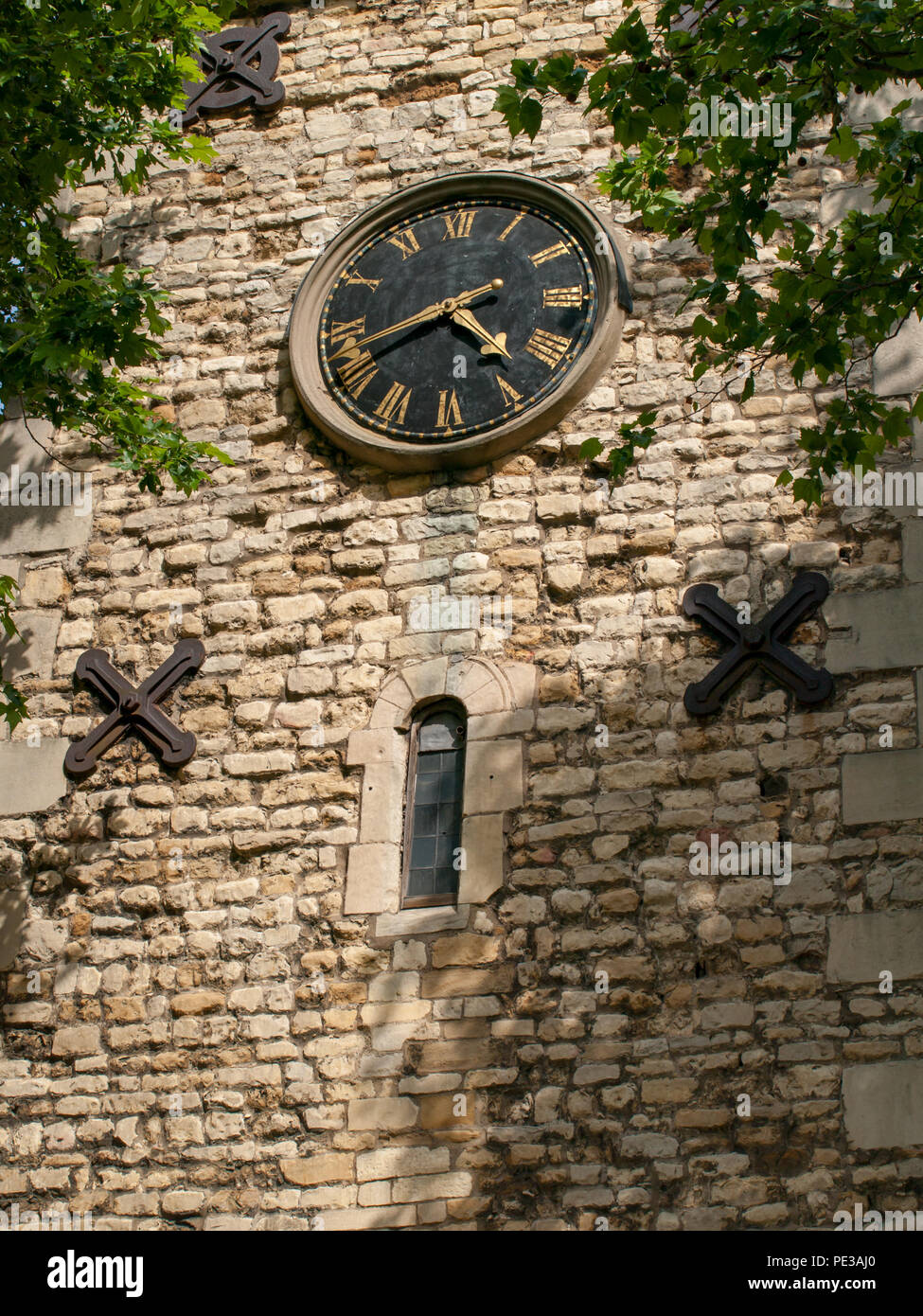 Clock on church tower Stock Photo Alamy