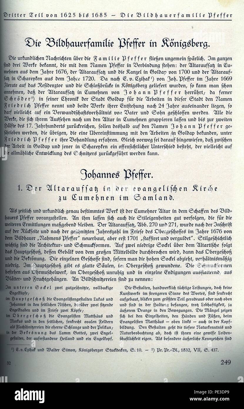 Anton ULBRICH, Geschichte der Bildhauerkunst in Ostpreußen, Gräfe und