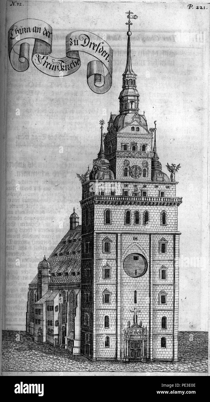 Anton Weck Dresden 1680 Kreuzkirche. Stock Photo