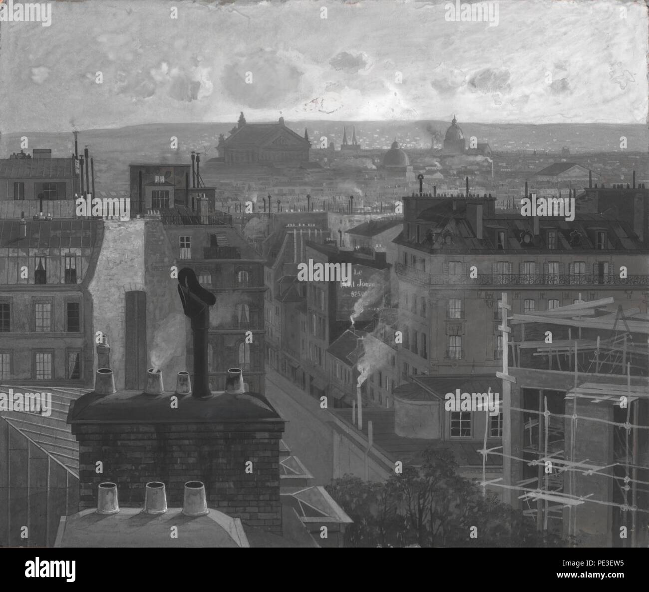 Antonín Chittussi , Pohled na Paříž z Montmartru (1887), kvaš na kartonu  465 x 550 mm, sbírka kresby Národní galerie v Praze Stock Photo - Alamy