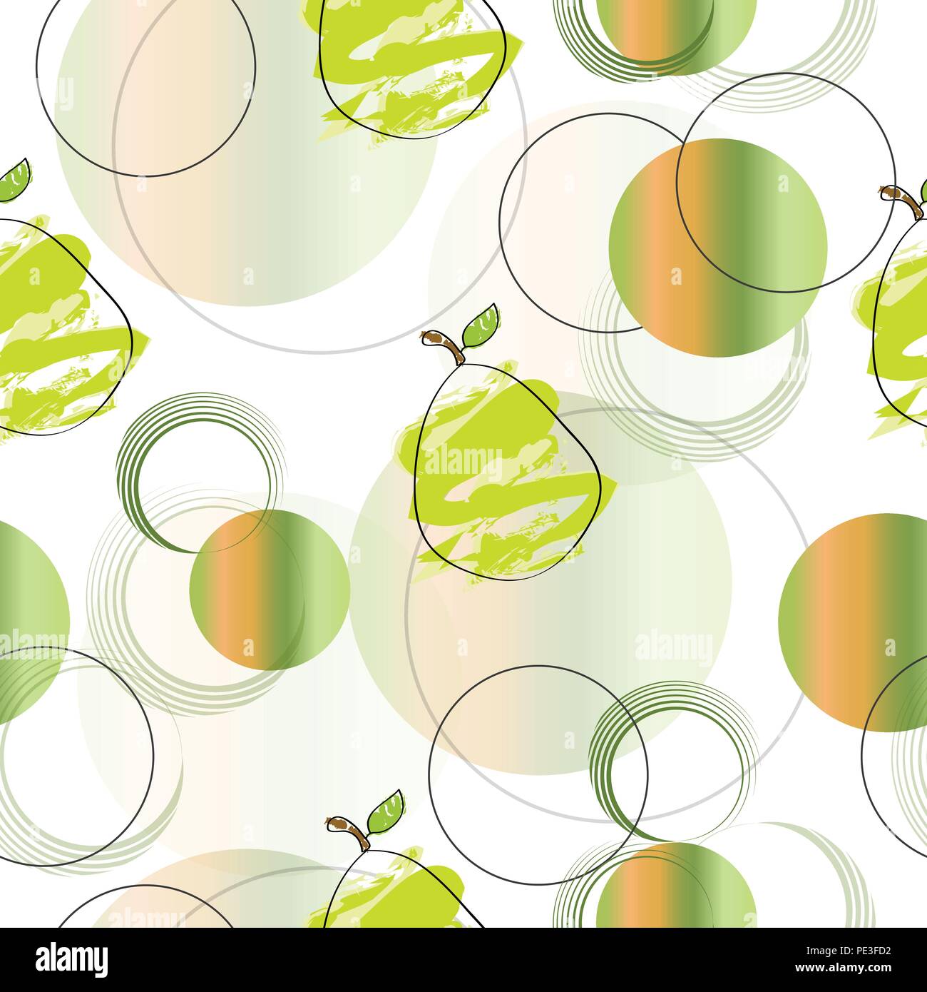seamless pattern with pear fruits and abstract circles vector Stock Vector