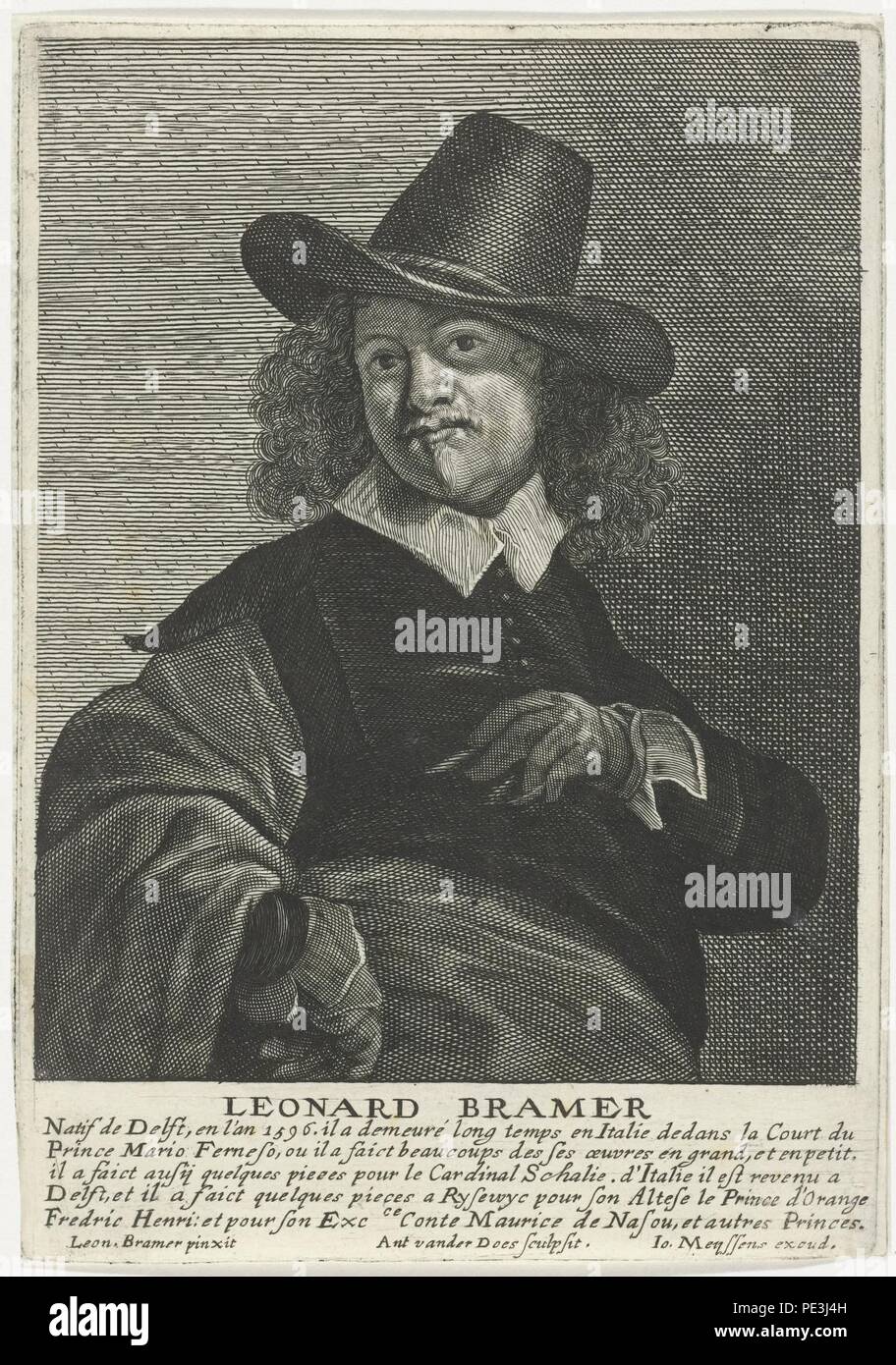 Antony van der Does - Portrait of Leonard Bramer. Stock Photo