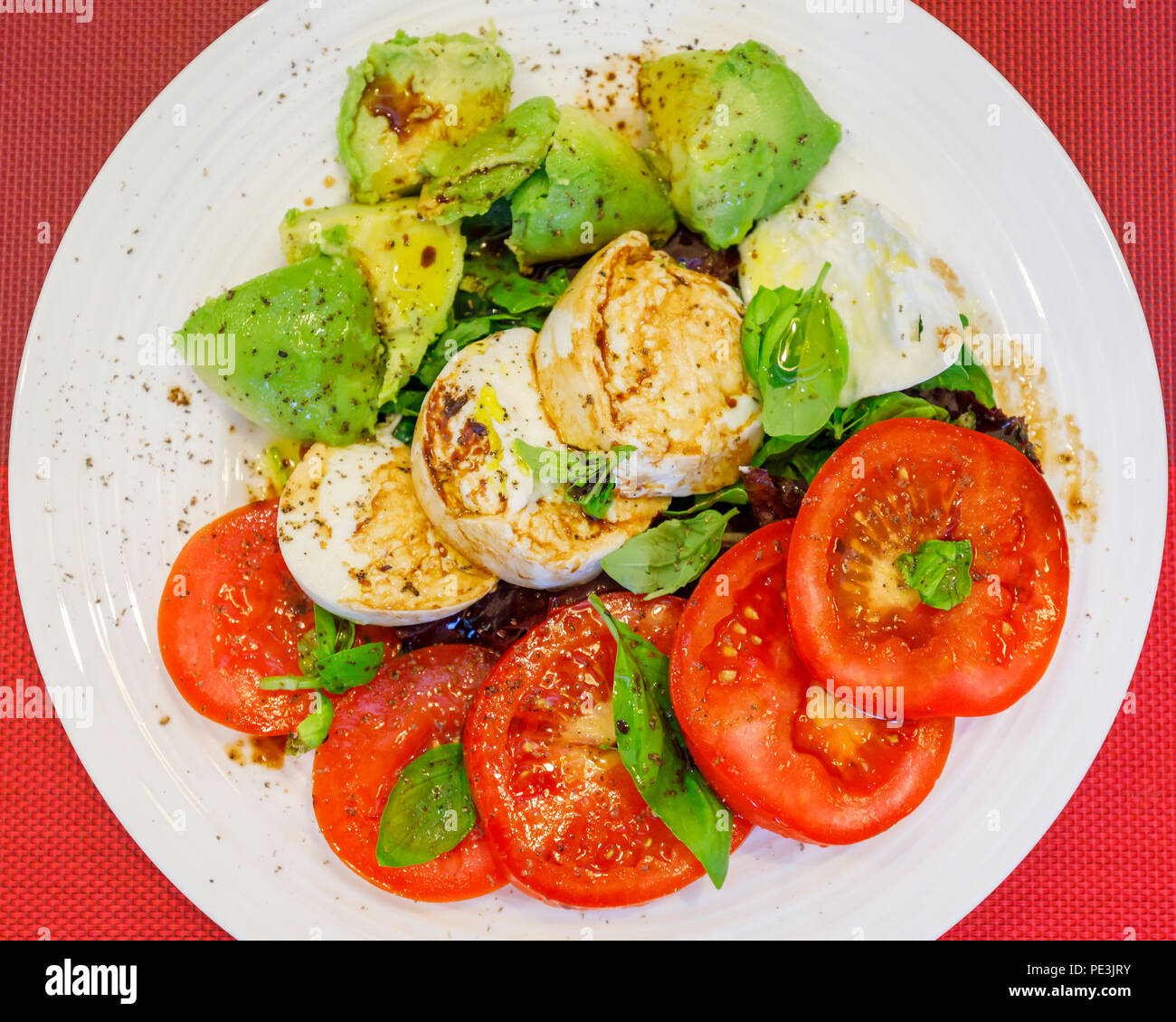 Healthy lifestyle typical Mediterranean diet, tricolore salad