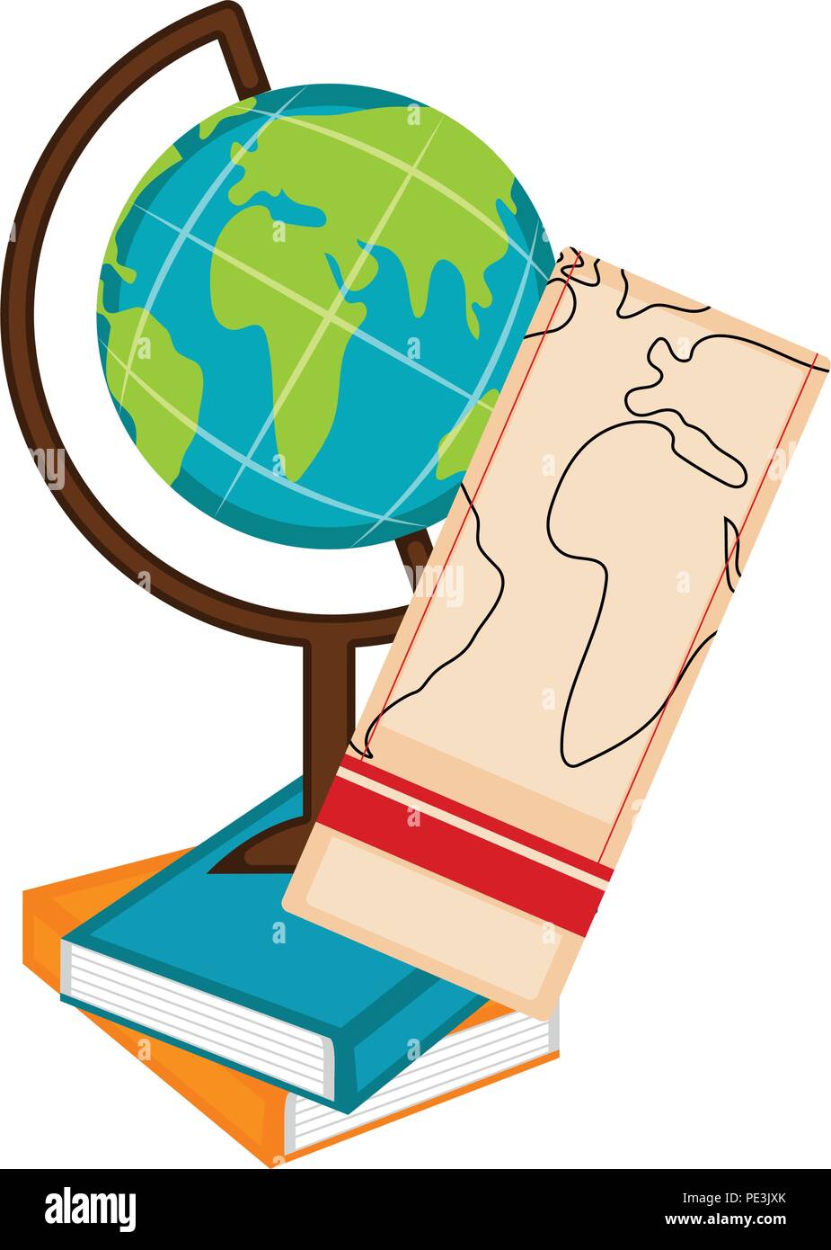Earth globe on a pile of books icon. Vector illustration design Stock ...