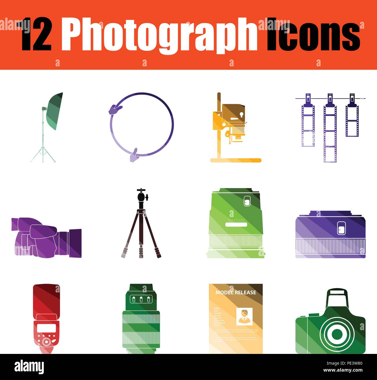 Set of Photography icons. Gradient color design. Vector illustration ...