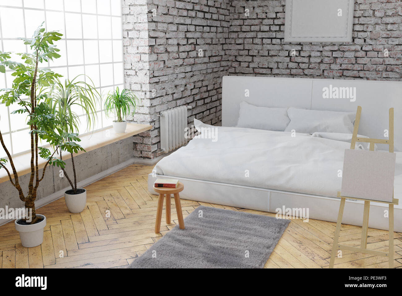 Apartment architecture bedroom brick hi-res stock photography and ...