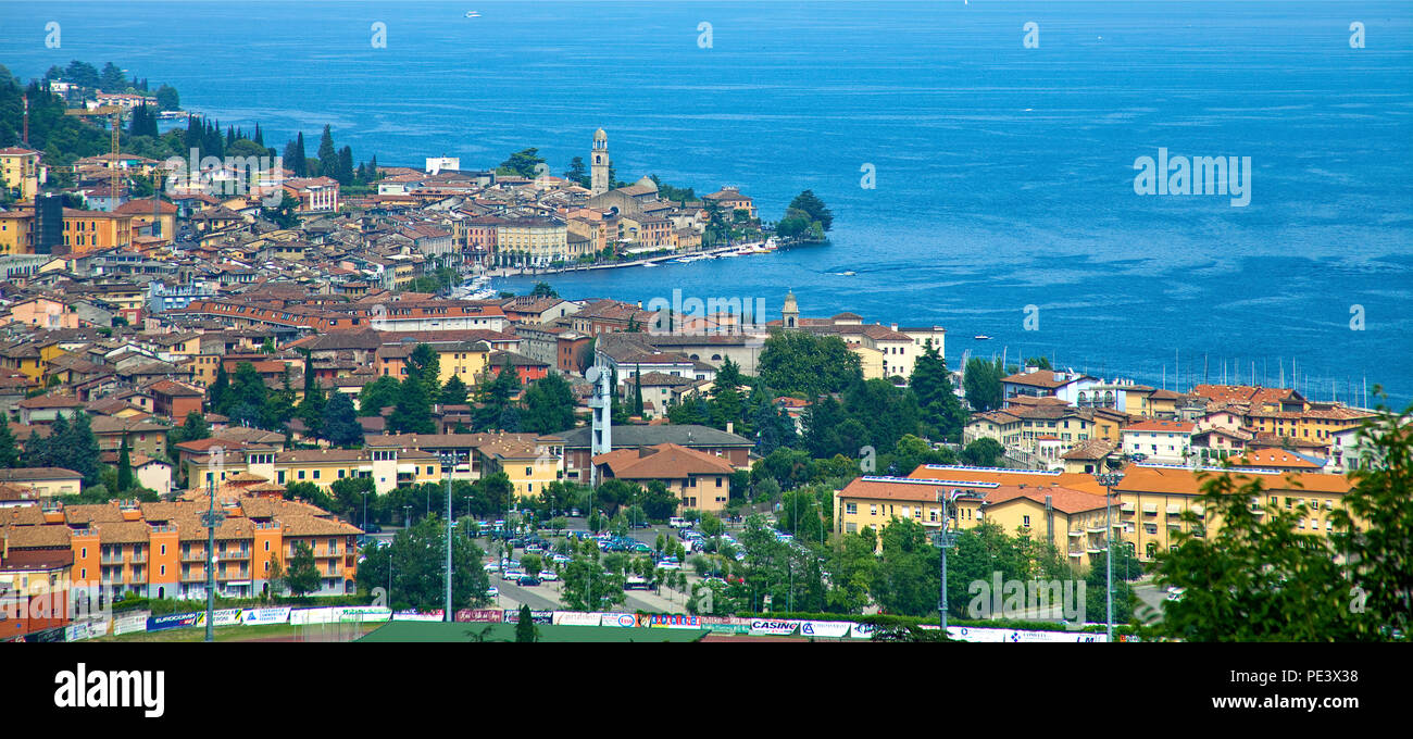 The town Salò at a small bay, province Brescia, Lake Garda, Lombardy, Italy Stock Photo