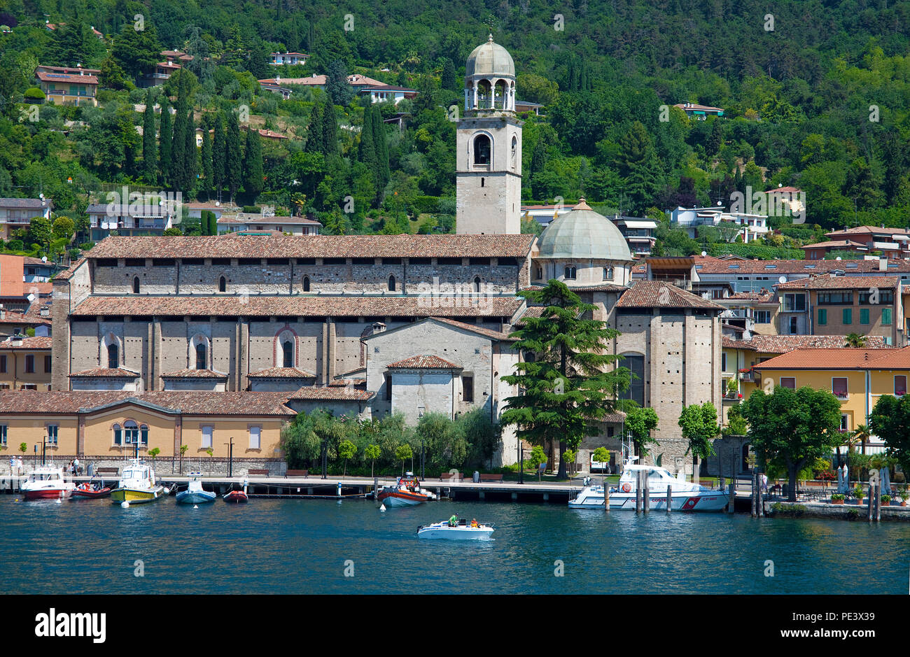 Cathedral Santa Maria Annunziata at the town Salò, province Brescia, Lake Garda, Lombardy, Italy Stock Photo